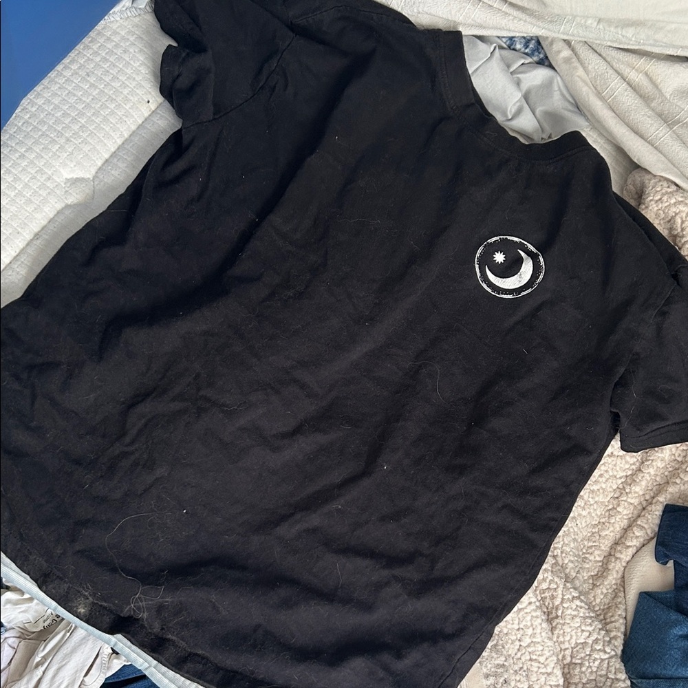 Black T-Shirt with Moon and Star Design